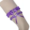 Burgundy Bridal Leg Garters Prom 가터 훈장 신부 웨딩 가터 벨트 2 개 세트 새틴 리본 보우 크리스탈 진주 무료 사이즈 17-21 inches