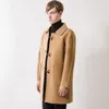 Trench-coats pour hommes en gros - Corée longue pour hommes 2021 hiver plus épais manteau hommes corne bouton pois pardessus décontracté Slim Fit coupe-vent