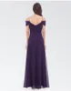 Katar 2024 Kostenloser Versand Edle Halter Qi Abendkleider Chiffon Lila Wort Schulter Kleid V-ausschnitt Strap Lange Brautjungfer Kleider HY153