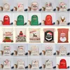 Weihnachtsleinwand Kordelbeutel Santa Sack Geschenke Taschen Santa Claus Hirsch Ornament Weihnachtsdekorationen HH7-1291