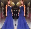 2019 Royal Blue Beads Prom Dress Sirena Lungo Spettacolo formale Vacanze Indossare Abito da sera per la laurea Custom Made Plus Size