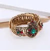Nouveau micro antique Bronze plaqué losange cristal strass bohême fleur Bracelets bracelet élastique manchette bracelet