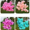 Fake Waterfall Cherry Blossom Flower Branch Begonia Sakura Tree Stem with Green Leaf 108cm for Artificial Decorative Flowers