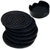 4.3 tum 6st / set Black Round Silicone Drink Coasters Cup Mat Cup Costers Porslin With Holder 60pcs Sn1412