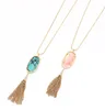 Fashion 10Styles Gold Color natural stone Geometry Turquoise Shell Tassel druzy drusy statement necklace For Women brand Jewelry