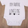 Min moster Love Me Letter Baby Boy Girls Romper Söt Jumpsuit Cotton Clothes Outfits 0-18m