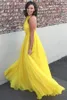 Bridesmaid Dresses 2022 Yellow Chiffon for Junior Wedding Party Guest Gown Maid of Honor Halter Backless Custom made Full Length