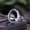 Antique 925 Sterling Silver Engagement Wedding Vintage Ring 10x15mm Oval Cabochon Semi Mount Ring Setting DIY Stone8241171