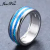 JUNXIN Moda Donna Blu Opale di fuoco Anello di alta qualità 925 Sterling Silver Filled Gioielli Promessa Anelli di fidanzamento per le donne S181017629472