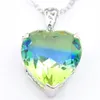 New Jewelry LUCKYSHINE 925 Sterling Silver Necklace Heart Bi colored Tourmaline Women Pendant 16mm Wedding Pendants Ball Party Jewelry