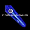 Jolie fusion bleu fondu Quartz cristal gemme tuyau sculpté cristal minéral décor spécimen point baguette wicca pierre tabac pipe