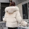 Ly Varey Lin Women Winter Cotton Padded Jacket Coats Warm Thickened Short Velvet Parka Female Hooded Fur Collar Casual Outerwear S18101504