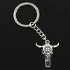 Fashion 20pcs/lot Key Ring Keychain Jewelry Silver Plated Skull Bull Ox Head Charms