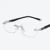 2019 Antiblue Light Reading Eyeglasses Pergopic Spectacles Glass Lens Unisex Rimless Glass of Glasses Strength 10 8967102