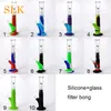 Recycler tall breaker silicone bongs bubbler hookah shisha 14.4 mm glass accessories kit oil burner water pipe high-end