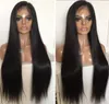 Full spets med PU runt peruk 9a Kvalitet 1B Silkeslen Straight Human Virgin Hair Swiss Spets Thin Skin Perimeter Wigs Fast Express Delivery