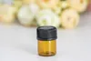 1ml (1/4 dram) Amber Glass Essential Oil Bottle perfume sample tubes Bottle with Plug and caps 1000pcs