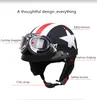 Motorcycle Retro Half Open Face Helmet with Cycling Goggles Adjustable Size Protection Gear Head Helmets Unisex Fivepointed Star2847931