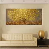 Large Handpainted Knife Trees Oil Painting On Canvas Palette Golden Yellow Paintings Modern Abstract Wall Art Pictures Home Decor1382432