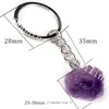 10Pcs 25mm-30mm Irregular Amethyst Stone Keychains Genuine Raw Rough Healing Crystal Point Gemstone Key Ring Natural Purple Quartz Key Chain