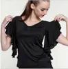 Nieuw Spaans dansshirt Flamengo Ruffle Dance Costume Dames Ballroom Latijn T -shirt Tops Flamenco Shirt Jupe Flamenco