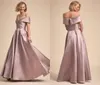 Purple Mother Of The Bride Dresses Off The Shoulder Satin Floor Length Elegant vestido de la madre de la novia Mother's Gowns Party