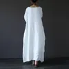 2018 Summer Plus Size Long Sleeve Dresses For Women 3xl 4xl 5xl Loose Cotton Linen Dress White Boho Shirt Dress Long Maxi Robe