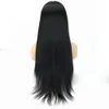 글루리스 레이스 프런트가 인간의 머리 가발 검은 여성은 스트레이트 브라질 인간의 머리카락 스위스 레이스 프런트가 1 개 # 제트 블랙 8-26inch 가발