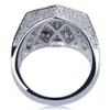 HIP HOP geometrische zeshoek ring koper goud zilverkleur plated iced out micro pave cubic zirkoon charmring voor mannen