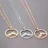 Everfast 10pc / Lot New Snow Mountain Pendentifs Collier Maxi Colar Simple En Acier Inoxydable Rond Charmes Sautoirs Colliers Femmes Filles Couple Aimé Cadeau SN079