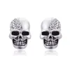 Rhinestone Rock Skull Crystal Tone Stud Pendientes para Mujeres Hombres Pendientes Hiphop Joyería Esqueleto Pendiente