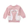 Cygne Enfant Enfants Bébé Filles Garçon Coton À Manches Longues Hoodies Dentelle petit haut Vêtements Enfant Fille Garçons Imprimer Chaud Hoded Sweats