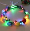 LED-Glühen-Blumen-Kronen-Stirnbänder beleuchten Partei-Rave-Blumenhaar-Girlanden-Kranz-Hochzeits-Blumen-Mädchen-Kopfband geführtes Weihnachtshalloween-Stirnband