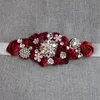 2019 Nuovo ornamento di strass di lusso Cintura Accessori per abiti da sposa Cintura 100% fatti a mano Fiori di rosa Telai da sposa Fro Prom Party