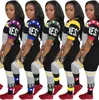 Women Tracksuit Summer Sportswear Letter Printed T-shirt Crop Top + Pencil Pants 2PCS Set Girls Jogging Sexy Sport Suit Outfits OOA4909