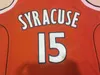 College Camerlo Syracuse Orange Black Color Team Anthony University Jerseys Basketball Uniform Quality