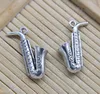 Wholesale 30pcs Sax Saxophone Alloy Charms Pendant Retro Jewelry Making DIY Keychain Ancient Silver Pendant For Bracelet Earrings 27*17mm