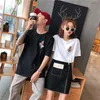 2018 summer koi embroidery shirts mens t shirt striped t shirt mens clothing trend fit short sleeve casual top tee