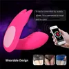 Meselo Wearable Vibrador Telefone App Controle Remoto 7 Velocidade Dupla Cabeça Brinquedos Sexuais Para A Mulher Clitorial G-spot Vagina Dildo Vibradores Y18102906