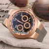 New P253 794 Limited Edition Pd Design Sport Racing Car Dive Watches Rose Gold Black Dial Quartz Chronograph Mens Watch Rubber Sto301j