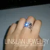 Choucong princesse taille 8*6mm pierre diamant 10KT or blanc rempli 3-en-1 bague de fiançailles ensemble Sz 5-11 cadeau