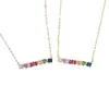 2018 New trendy colorful rhinestone bar necklace pendents geometry rainbow cz choker necklaces women statement jewelry wholesale