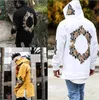 Men's Hoodies Sweatshirts New Design Flower Side Split Hoody Hooded Long Sleeve Jumper