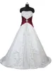 2018 Sexy White And Red Embroidery A-Line Wedding Dresses With Satin Lace Up Plus Size Bridal Gowns Vestido De Novia BA06