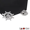 Savoyshi yenilik gümüş dümen şekli erkekler yaka pimi broşlar pinler için güzel hediye erkek broşlar yaka parti hediye marka erkek mücevherler1644084
