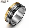 HNSP 100% Stainless steel Roman numeral date Rotatable Finger Ring For Men Male Bague homme Anel masculino Anillos hombre