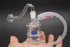 10mm 미니 유리 봉 나선형 Recycler Dab 오일 굴착 물 파이프 10mm Banger 및 호스가있는 공동 물 봉