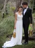 Mode Boho Chiffon Günstige Brautkleider Hohlrücken Applikation Spitze Kristall Strass Band Land Hochzeit Brautkleid Kleider Plus Größe