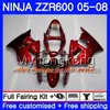 Karosserie für KAWASAKI 600CC ZZR600 05 06 07 08 219HM.13 Camouflage Red Hot ZX600 CC ZZR-600 ZZR 600 2005 2006 2007 2008 Verkleidungsset