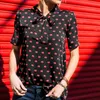 Kadın Yaz Üstleri Dudak Baskı Bluz Yeni Moda Kısa Kollu Yay Şifon Gömlek Yaka Boyun Ofis Bluz Casual Bluzlar